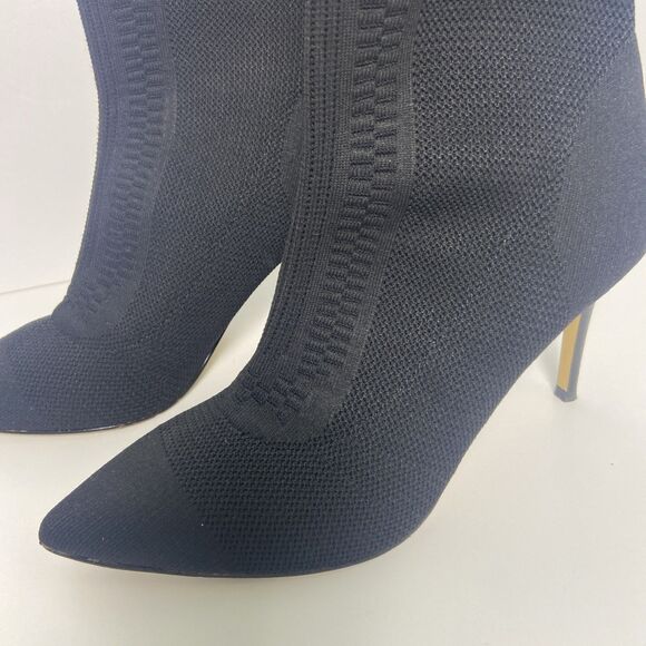 Lattice et Cie Black Knit Sock Booties Pointed Toe Stiletto Heels Sz 8 - Picture 2 of 11